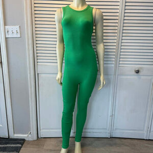 Women's Swank A Posh Green Ribbed Sleeveless Jumpsuit M